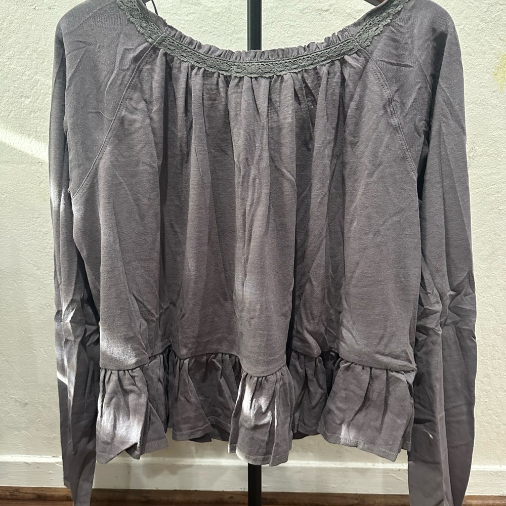Mittoshop Slate Ruffle Button Blouse - Picture 8 of 10